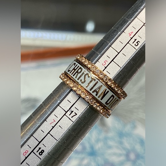 Christian Dior Code Ring Set Mint Green Crystals Bands Size M 52 US 6 - Picture 5 of 14
